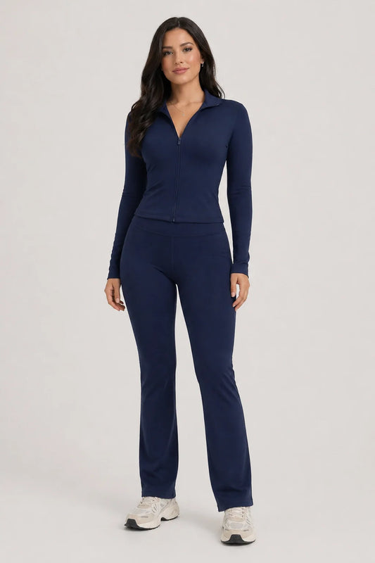 FlowFit Set – Zip Top & Flared Legging Sport Set