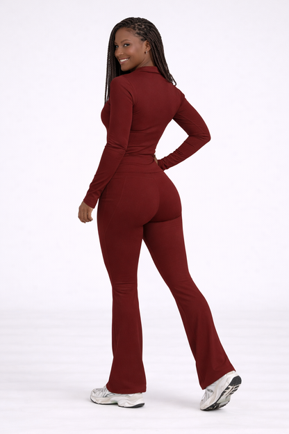 FlowFit Set – Zip Top & Flared Legging Sport Set