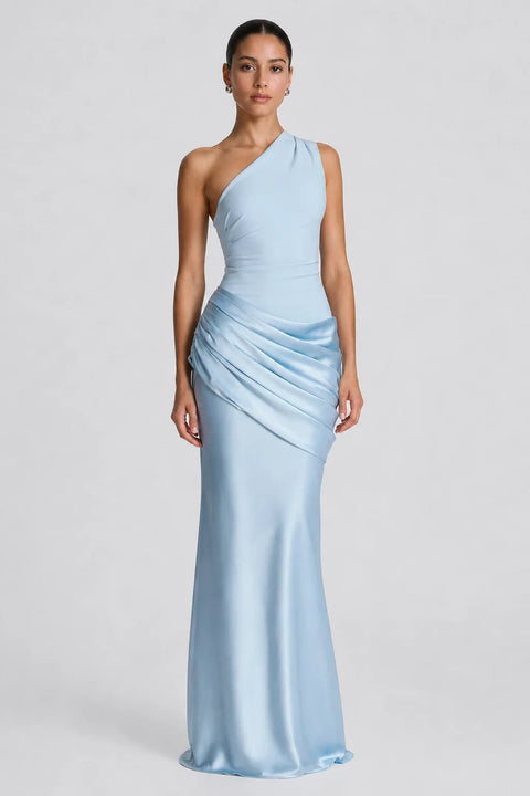 Azure Dress – One-Shoulder-Maxikleid im Meerjungfrauen-Stil