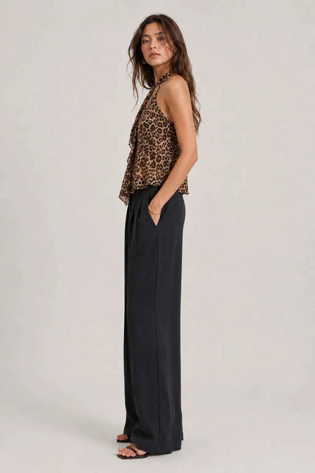 Leopard Top – Halter Crop Top Animal Print Open Back