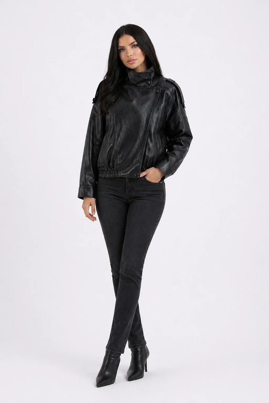 Luna Jacket – Faux Leather Biker Jacket Women