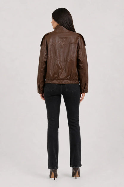 Luna Jacket – Faux Leather Biker Jacket Women