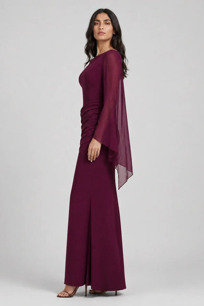 Lyra Dress – Burgundy Bell Sleeve Maxi Dress Evening