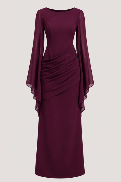 Lyra Dress – Burgundy Bell Sleeve Maxi Dress Evening