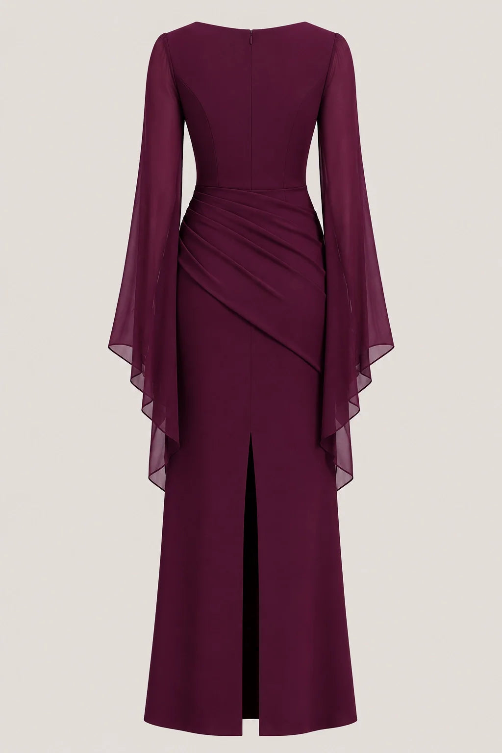 Lyra Dress – Burgundy Bell Sleeve Maxi Dress Evening