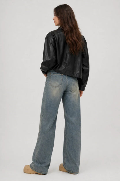 Nola Jeans – High Waist Wide Leg Washed Denim