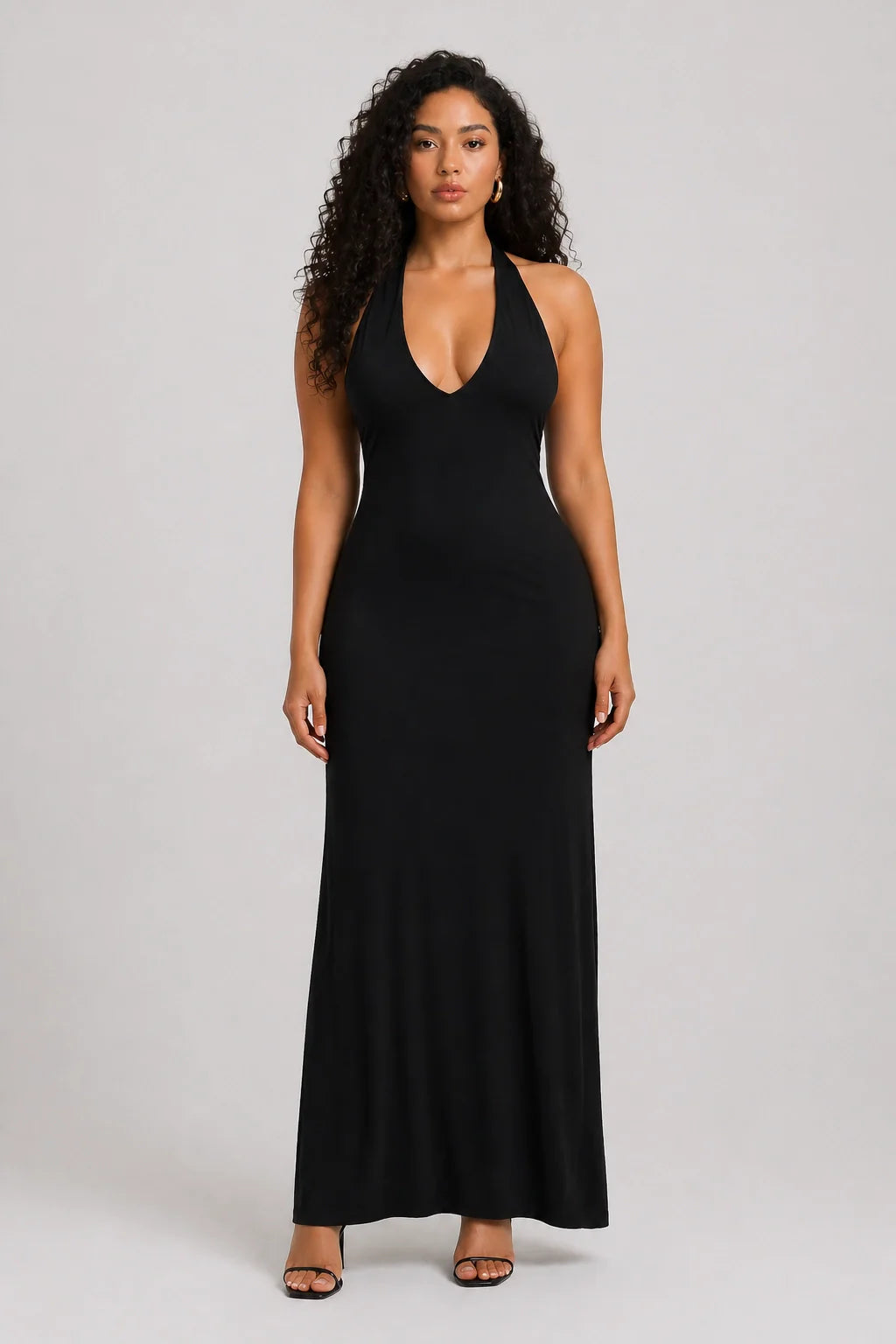 Paloma Dress – Robe Maxi Halter Col V Profond